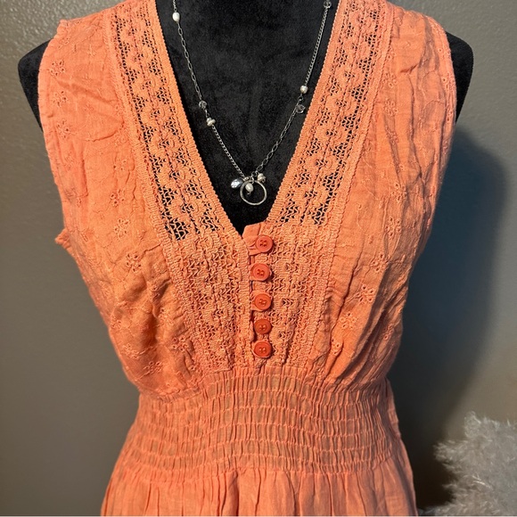 Women's Coral Sleeveless V-Neck Maxi Dress - Picture 2 of 10
